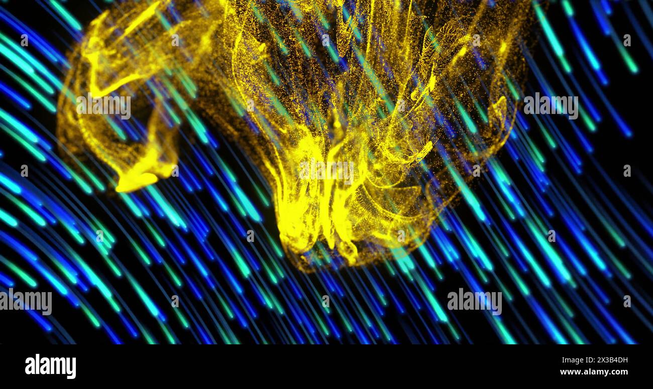 Image of dynamic wave pattern and lines moving in circular motion