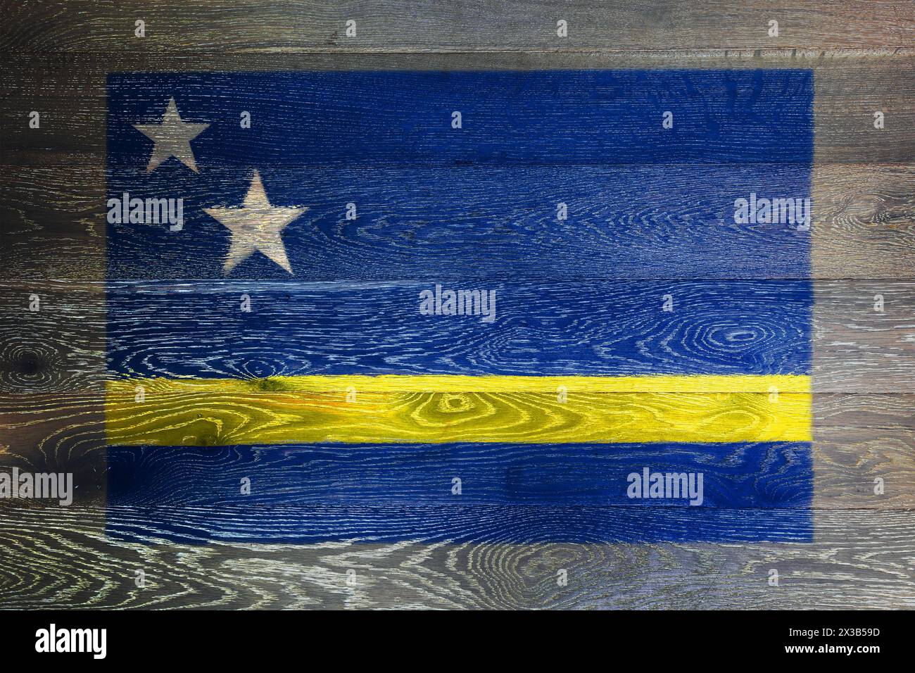 Curacao flag on rustic old wood surface background Stock Photo - Alamy