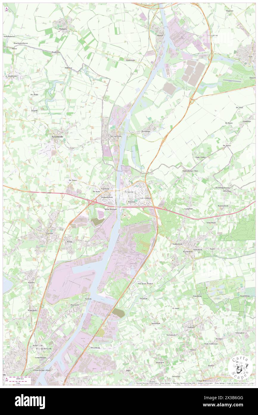 Zelzate, Provincie Oost-Vlaanderen, BE, Belgium, Flanders, N 51 11' 55'', N 3 48' 38'', map, Cartascapes Map published in 2024. Explore Cartascapes, a map revealing Earth's diverse landscapes, cultures, and ecosystems. Journey through time and space, discovering the interconnectedness of our planet's past, present, and future. Stock Photo