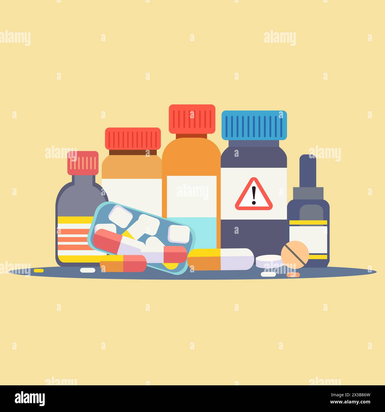 No Drugs Day with Dangerous Narcotic Hard Medicine Pill in Bottle Stock Vector