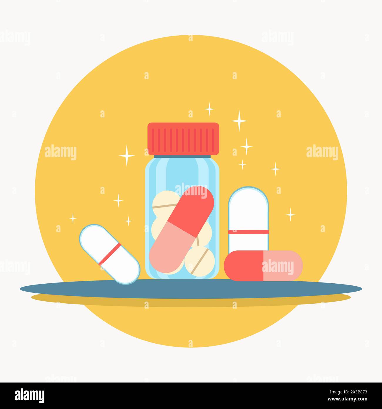 Overdose Drunk Narcotic Drugs Medicine Capsule Pill in Bottle Stock Vector