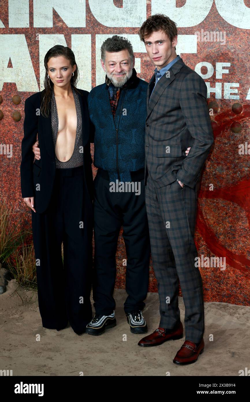 London, UK. 25th Apr, 2024. Freya Allan, Andy Serkis and Owen Teague