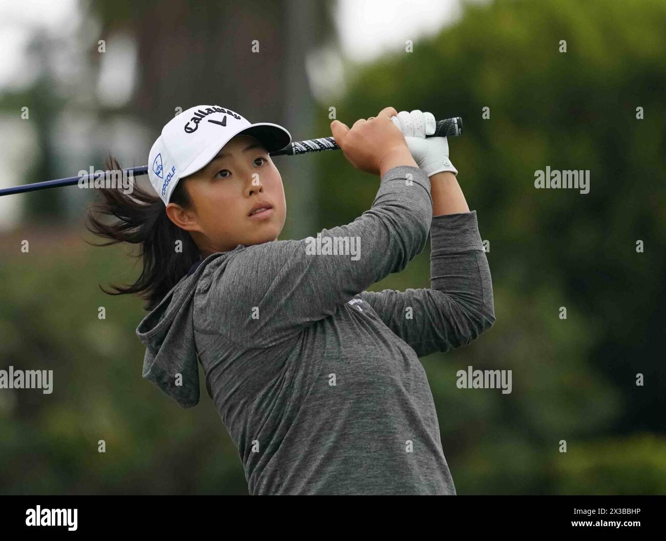 April 25, 2024: LPGA - Ladies Professional Golf Association - MINJEE LEE on the 18th tee at the JM Eagle LA Championship 2024, presented by Plastpro, Wilshire Country Club, Los Angeles, CA, USA, April 25, 2024.Credit Image cr Scott Mitchell/ZUMA Press (Credit Image: © Scott Mitchell/ZUMA Press Wire) EDITORIAL USAGE ONLY! Not for Commercial USAGE! Stock Photo