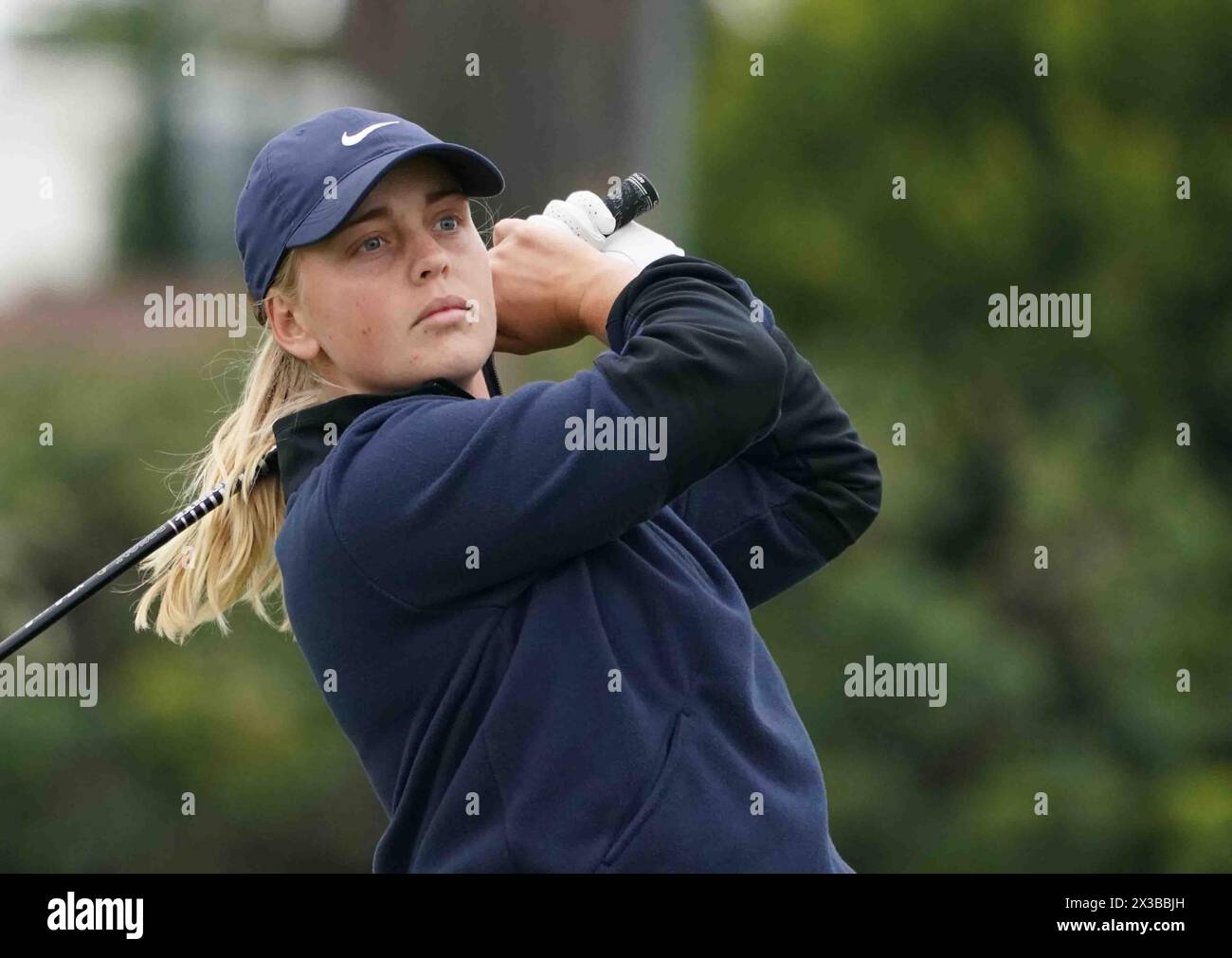 April 25, 2024: LPGA - Ladies Professional Golf Association - MAJA STARK on the 18th tee at the JM Eagle LA Championship 2024, presented by Plastpro, Wilshire Country Club, Los Angeles, CA, USA, April 25, 2024.Credit Image cr Scott Mitchell/ZUMA Press (Credit Image: © Scott Mitchell/ZUMA Press Wire) EDITORIAL USAGE ONLY! Not for Commercial USAGE! Stock Photo