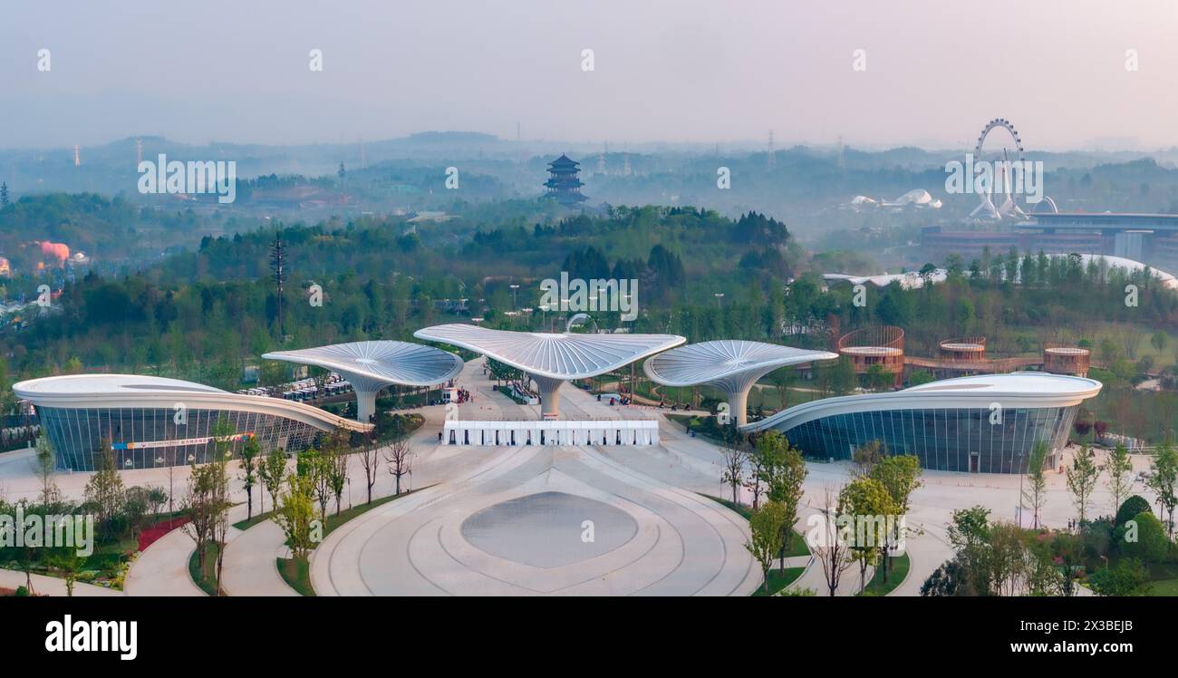 Beijing, China. 14th Apr, 2024. An aerial drone photo taken on April 14