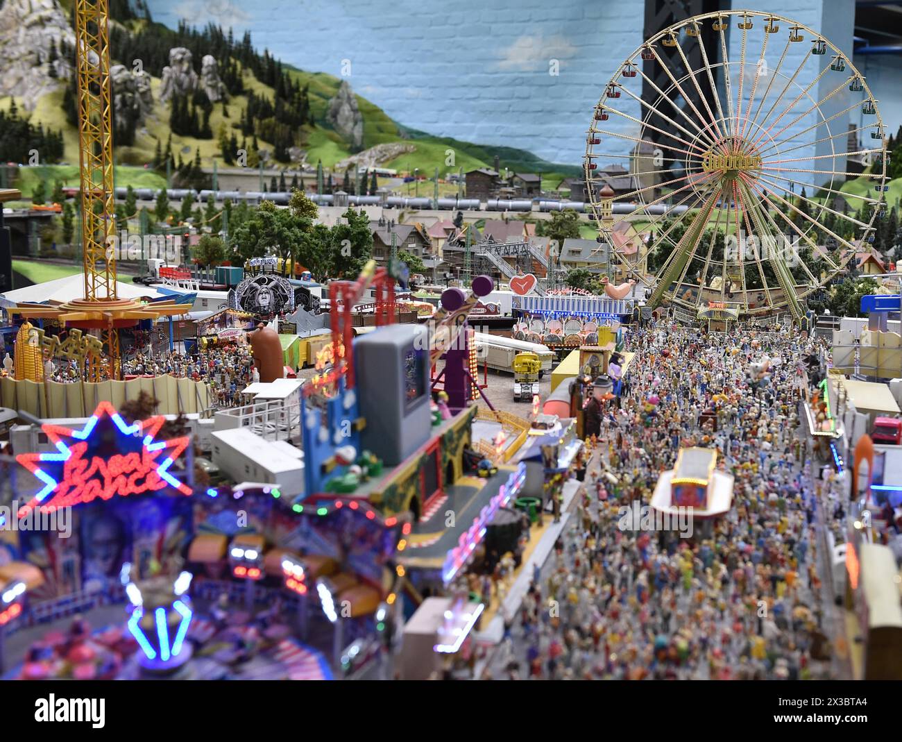 Amusement park, funfair, Ferris wheel at Miniatur Wunderland in Hamburg ...