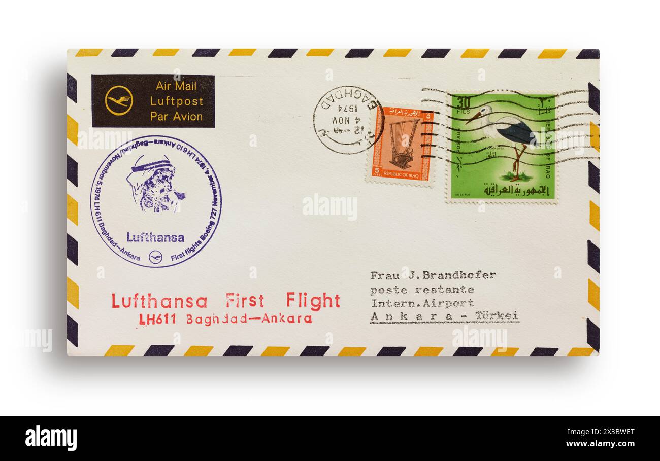 First flight letter, first flight cover, Lufthansa first flight LH611 ...