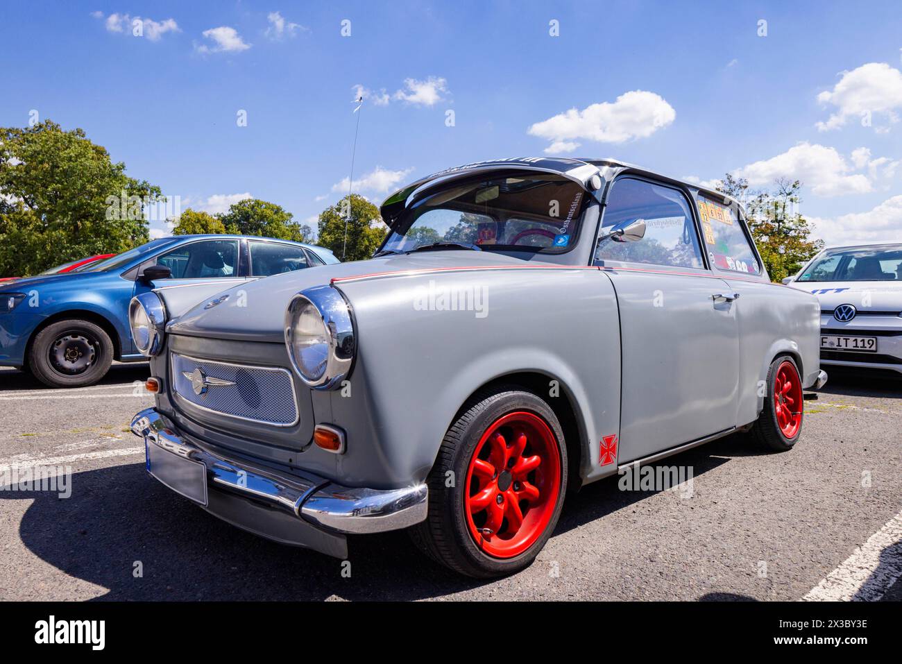 The GDR cult vehicle Trabant is still very popular with fans, so there are also tuned examples, Gotha, Thuringia, Germany Stock Photo