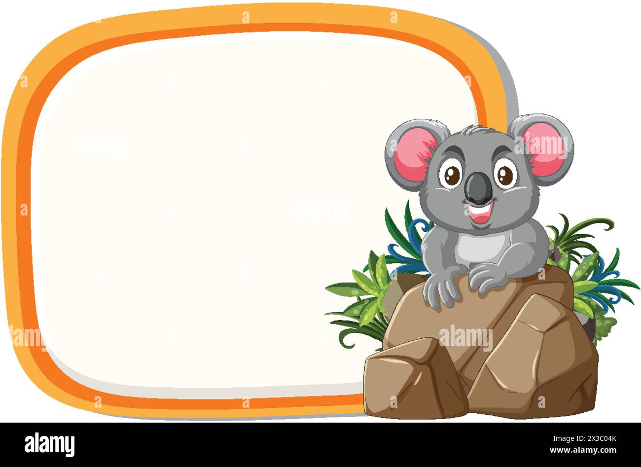 Adorable koala sitting on a rock beside a sign Stock Vector Image & Art ...
