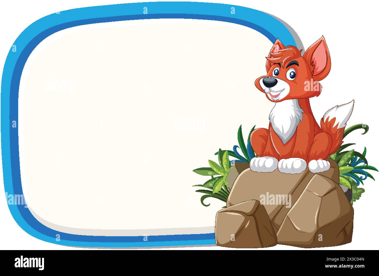 Cartoon fox illustration with blank text space Stock Vector