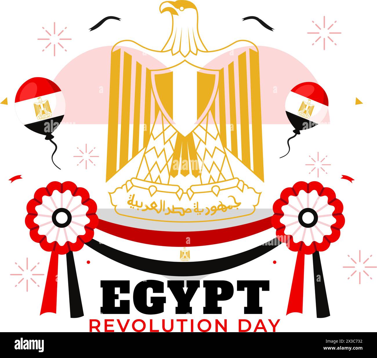 Happy Egypt Revolution Day Vector Illustration on July 23 with Waving ...