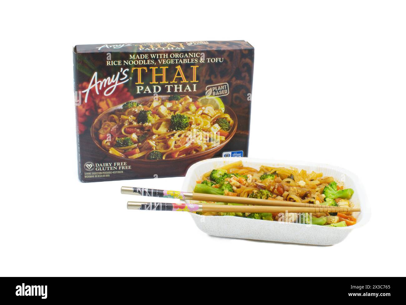 Ocala, FL 4142024 Amys Pad Thai box container and cooked meal with