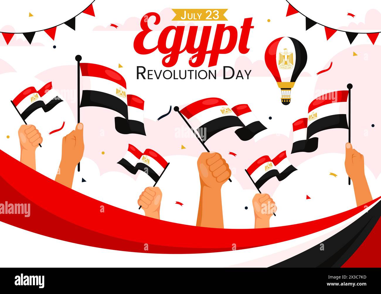 Happy Egypt Revolution Day Vector Illustration on July 23 with Waving