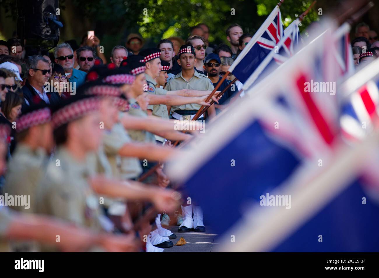 Sydney, Australia. 25th Apr, 2024. Scots College Cadet Unit and Flag