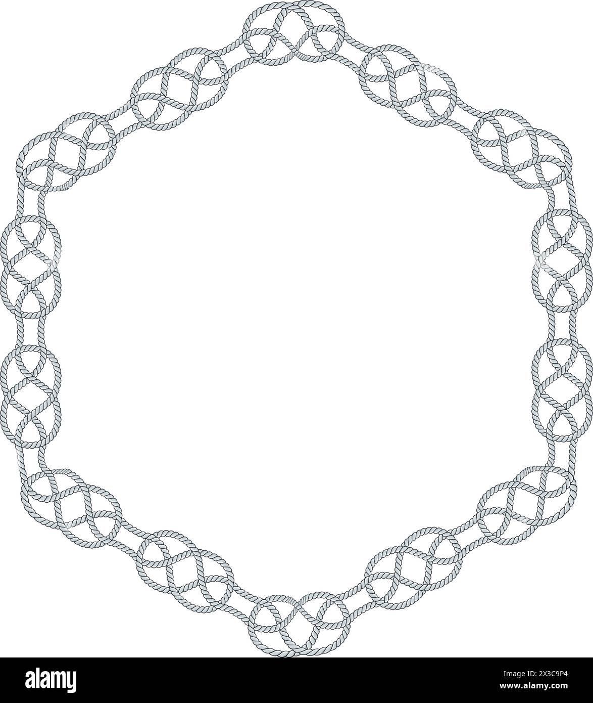Octagon Rope Frame Hexagonal rope frame isolated on white background. Twisted cord Stock ...