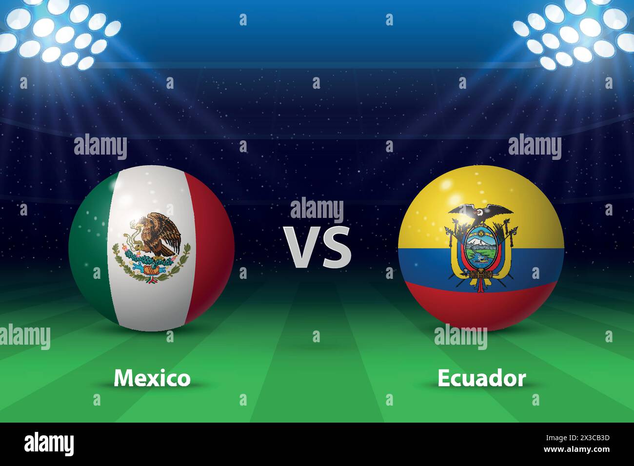 Mexico vs Ecuador. America football tournament 2024, Soccer scoreboard