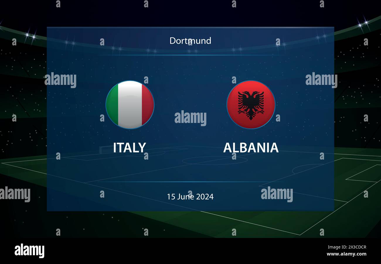 Italy vs Albania. Europe football tournament 2024, Soccer scoreboard