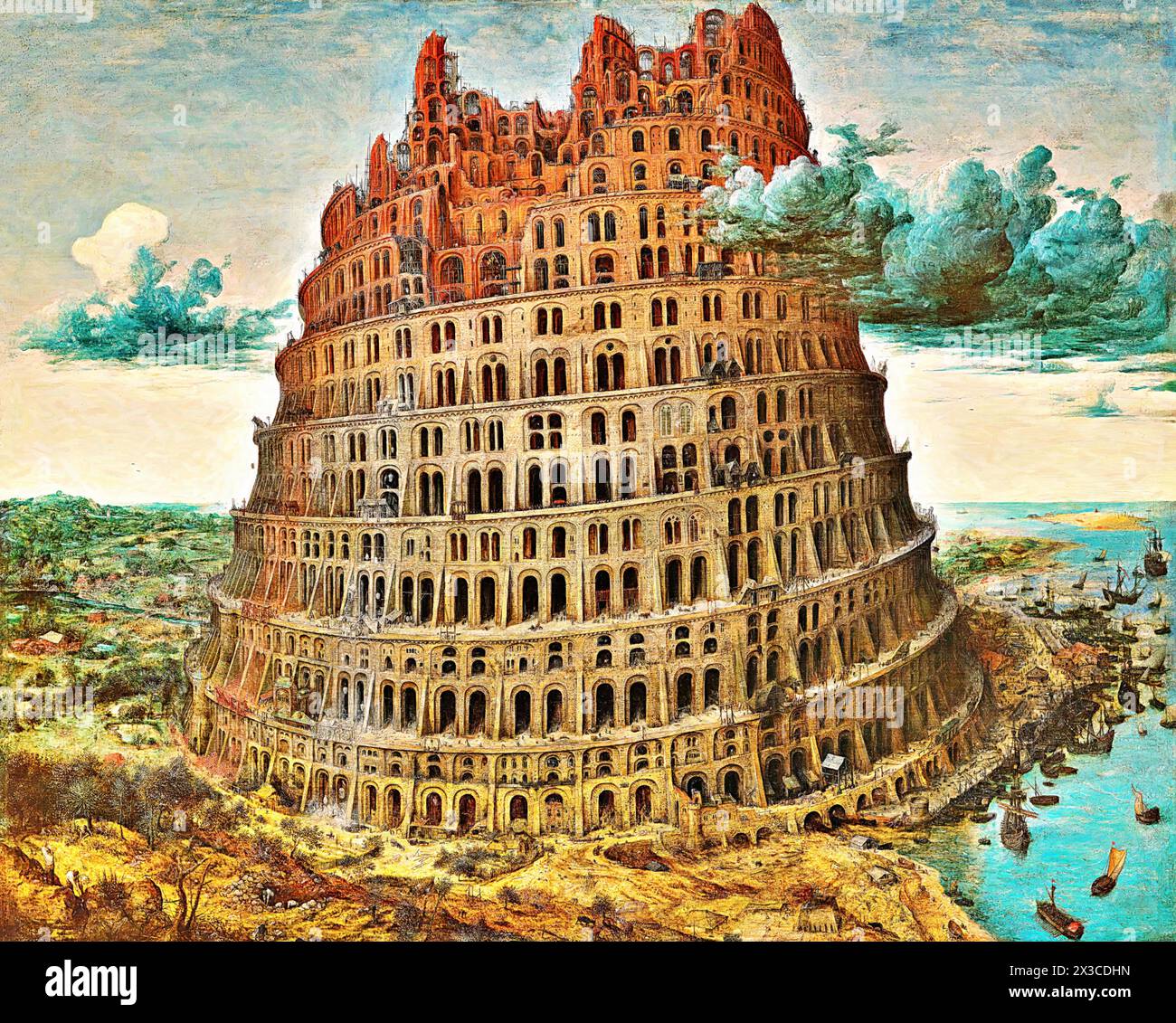 Tower of babel painting Stock Vector Images - Alamy