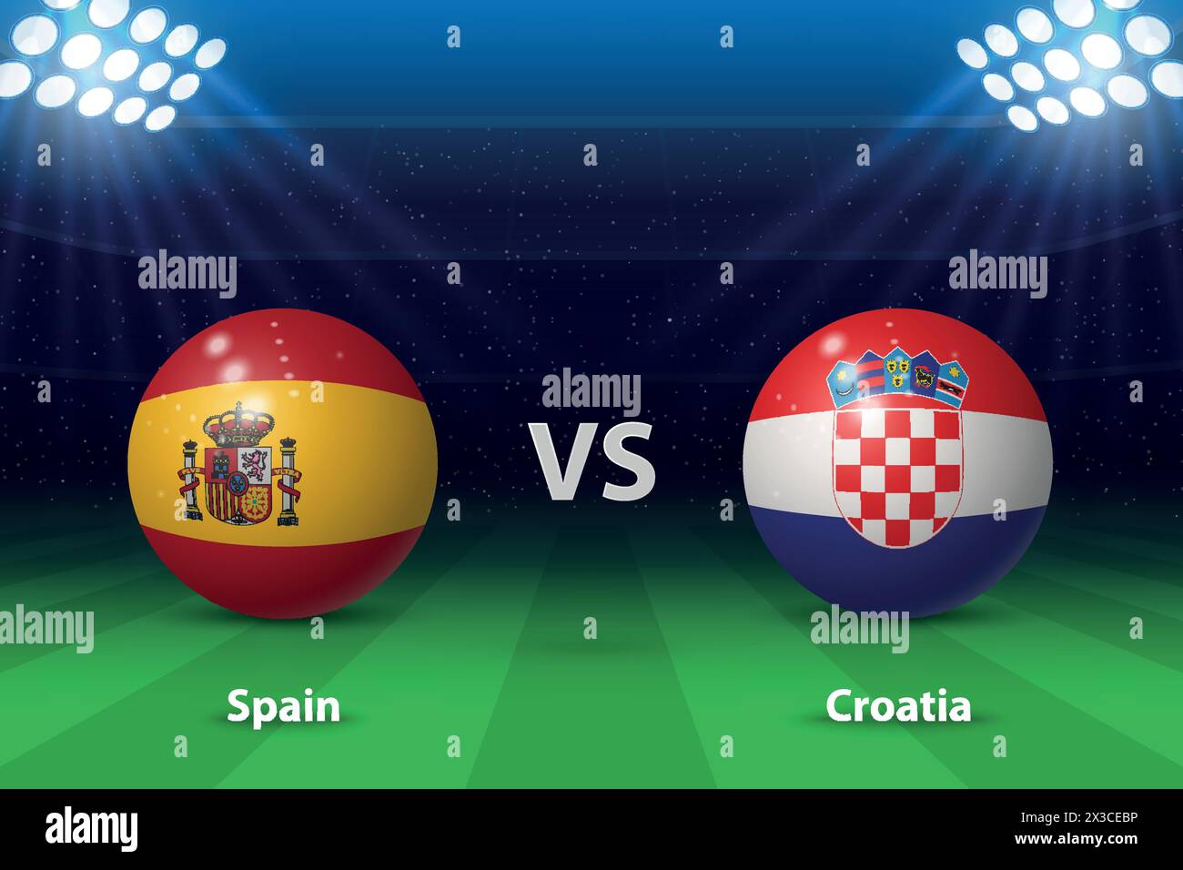 Spain vs Croatia. Europe football tournament 2024, Soccer scoreboard