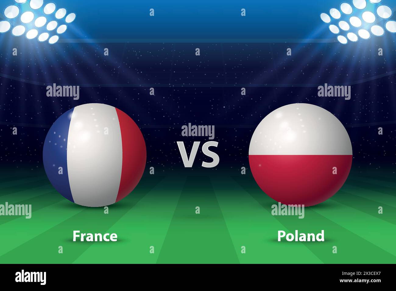 France vs Poland. Europe football tournament 2024, Soccer scoreboard