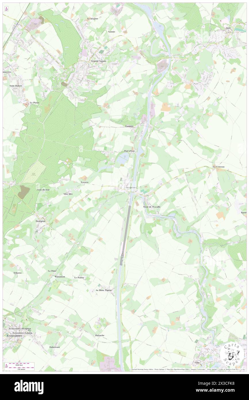 Ronquieres, Province du Hainaut, BE, Belgium, Wallonia, N 50 36' 30'', N 4 13' 14'', map, Cartascapes Map published in 2024. Explore Cartascapes, a map revealing Earth's diverse landscapes, cultures, and ecosystems. Journey through time and space, discovering the interconnectedness of our planet's past, present, and future. Stock Photo