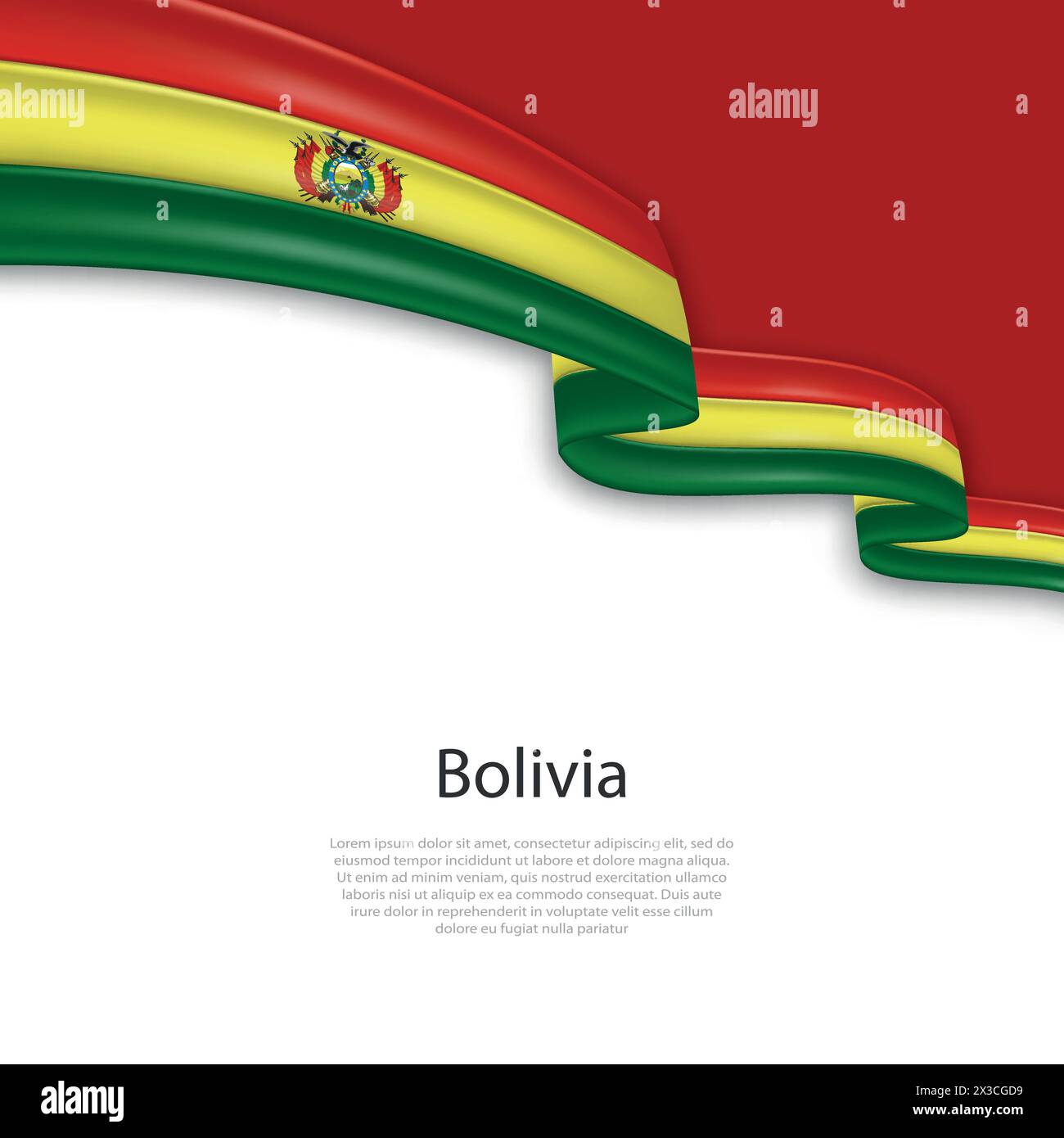 Waving ribbon with flag of Bolivia. Template for independence day ...