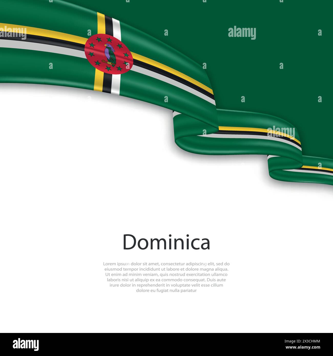 Waving ribbon with flag of Dominica. Template for independence day ...