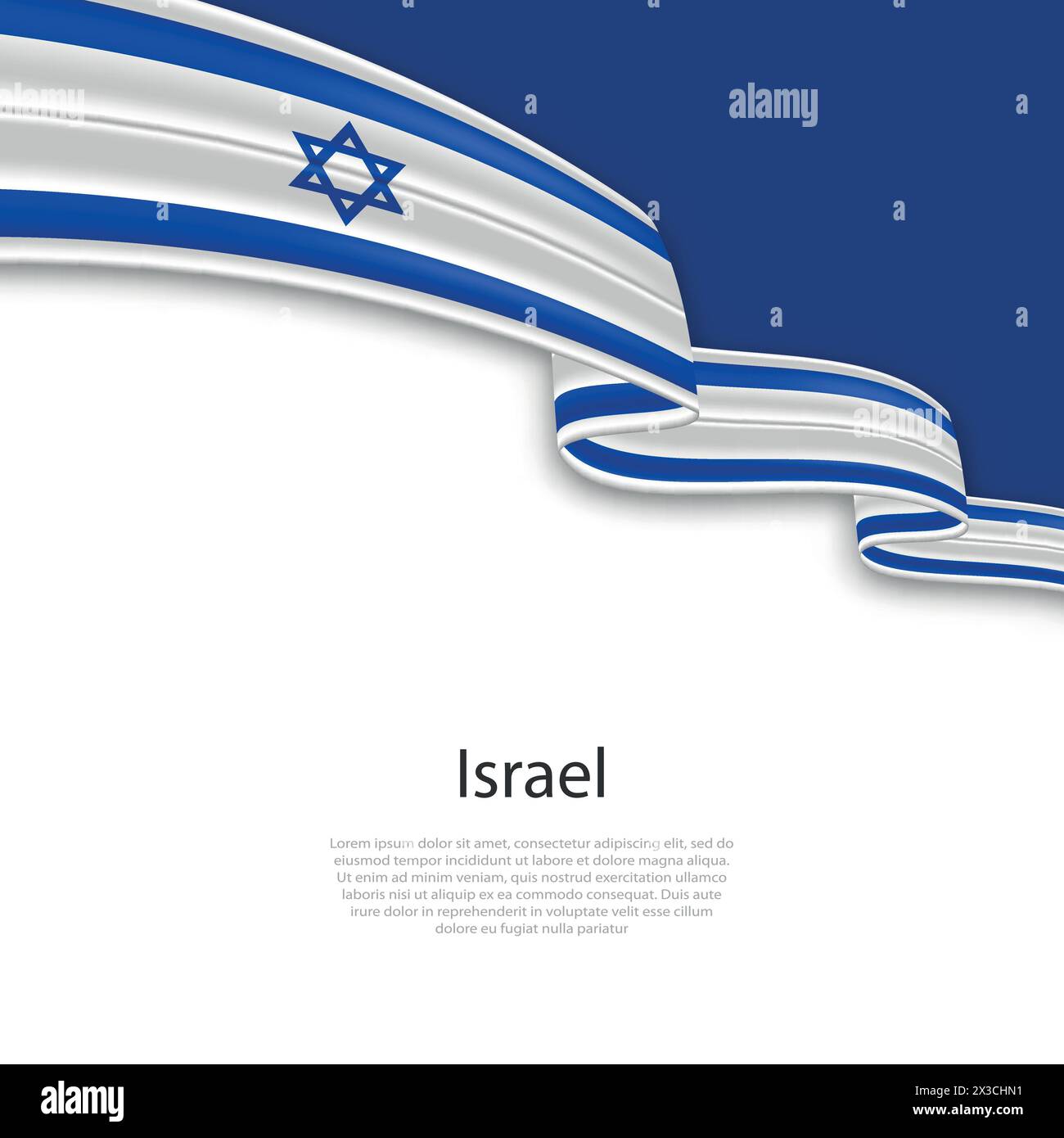 Waving ribbon with flag of Israel. Template for independence day poster ...