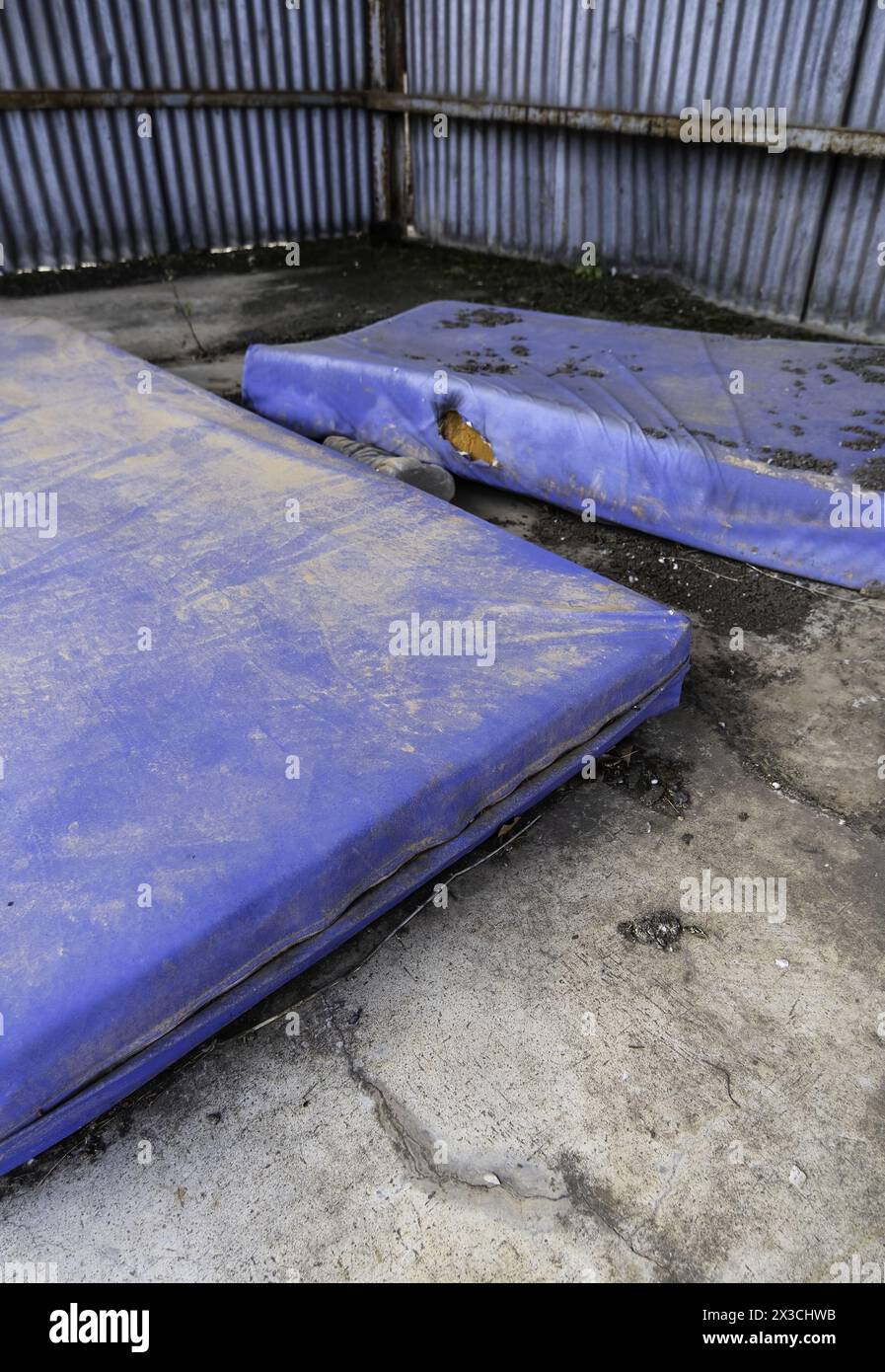 Detail of mattresses thrown in the trash, pollution Stock Photo Alamy