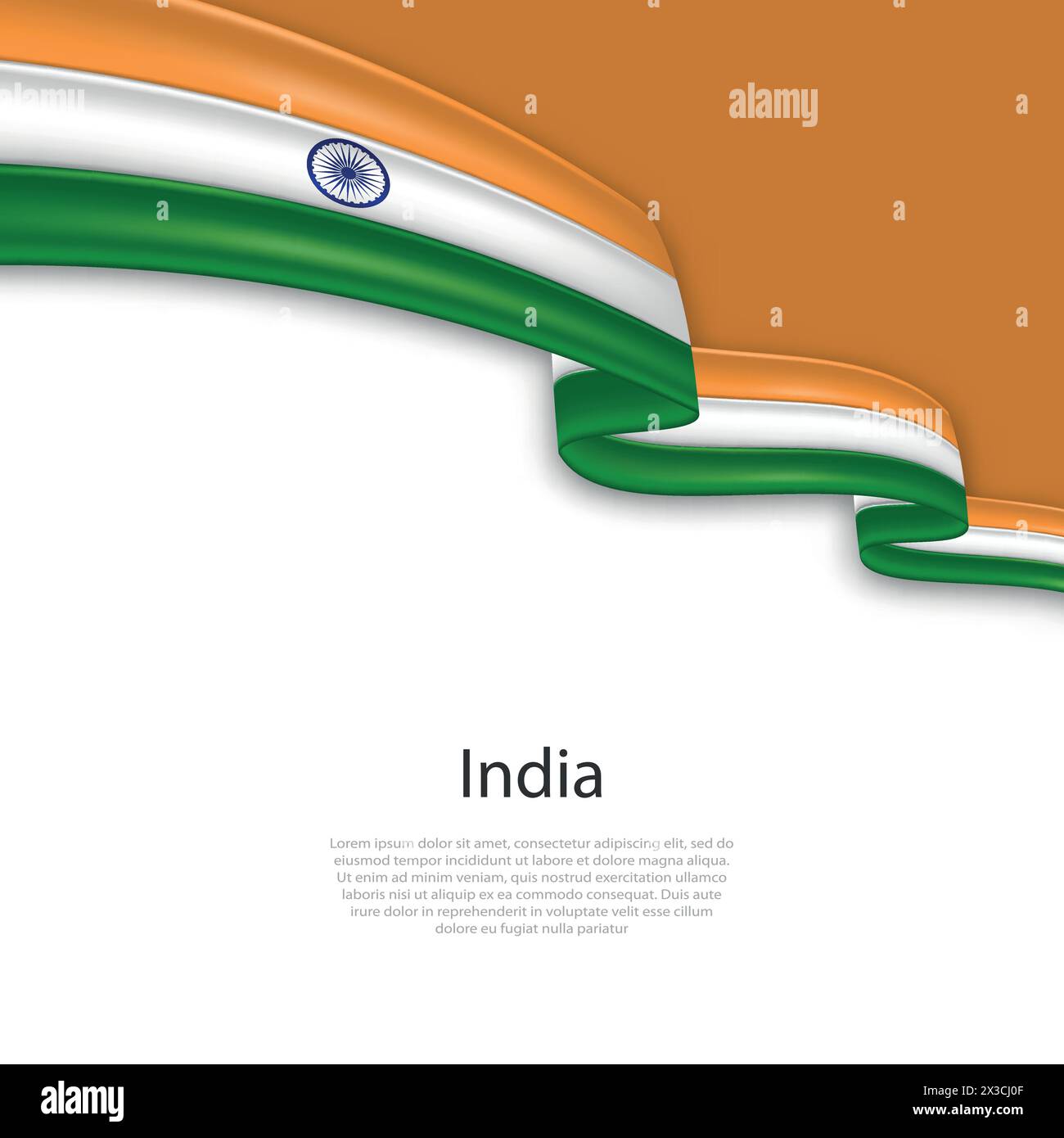 Waving ribbon with flag of India. Template for independence day poster ...