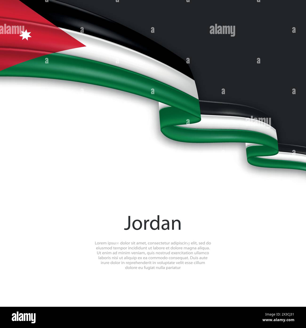 Waving ribbon with flag of Jordan. Template for independence day poster ...