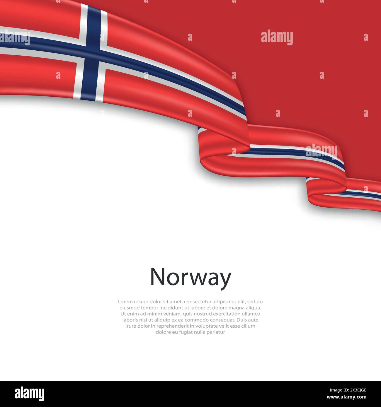 Waving ribbon with flag of Norway. Template for independence day poster ...