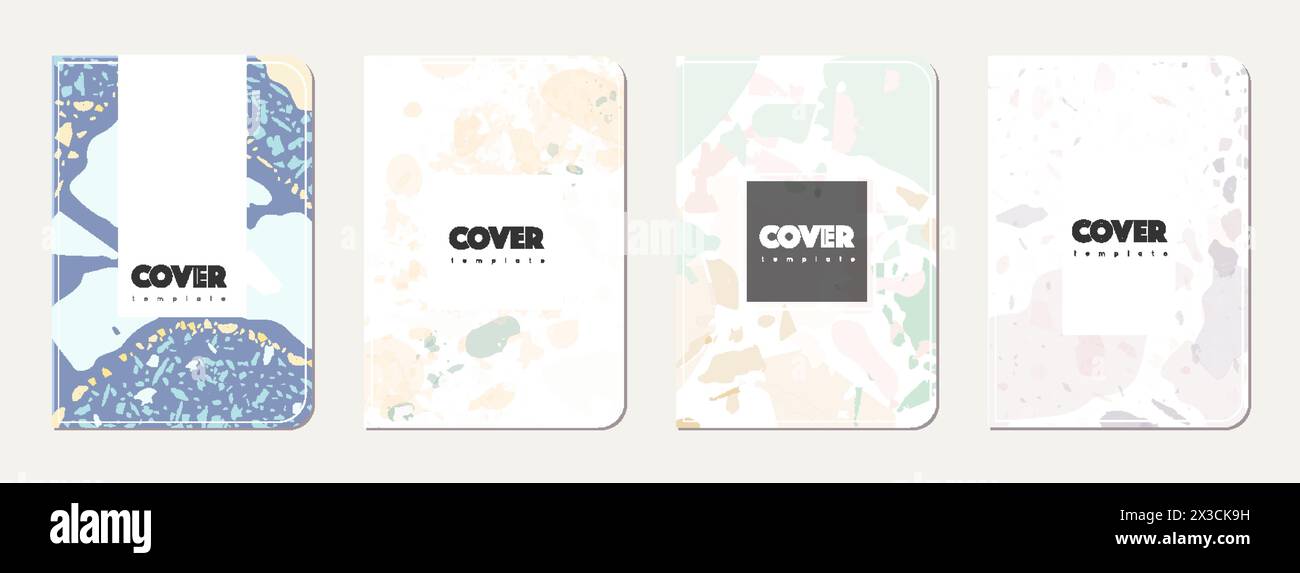 Note book cover design. Terrazzo abstract background made of natural ...
