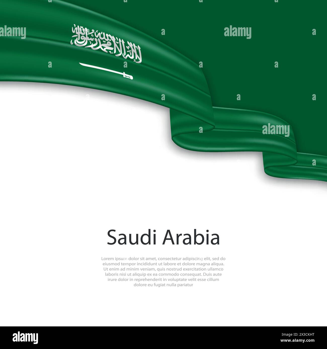Waving ribbon with flag of Saudi Arabia. Template for independence day ...
