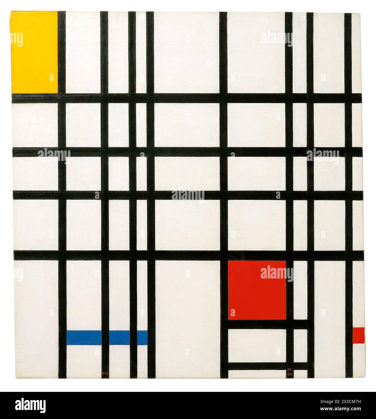 Piet Mondrian, Composition with Yellow, Blue and Red, abstract painting in oil on canvas, 1937-1942 Stock Photo