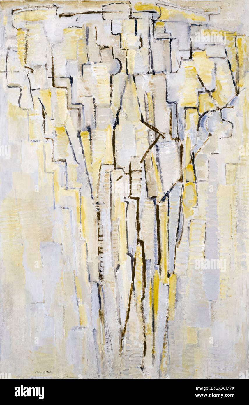 Piet Mondrian, The Tree A, abstract painting in oil on canvas, circa 1913 Stock Photo