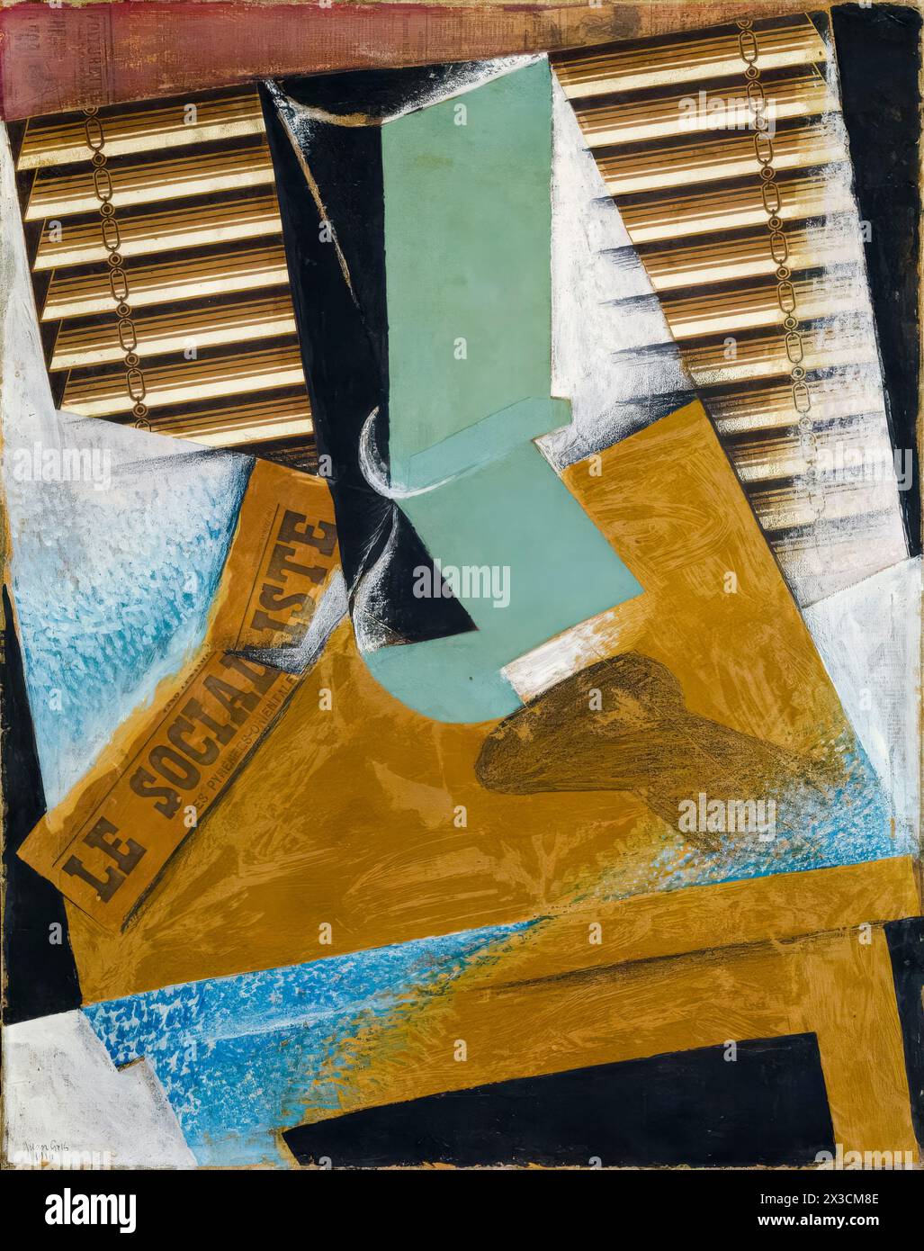 Juan Gris, The Sunblind, abstract painting collage on canvas, 1914 Stock Photo