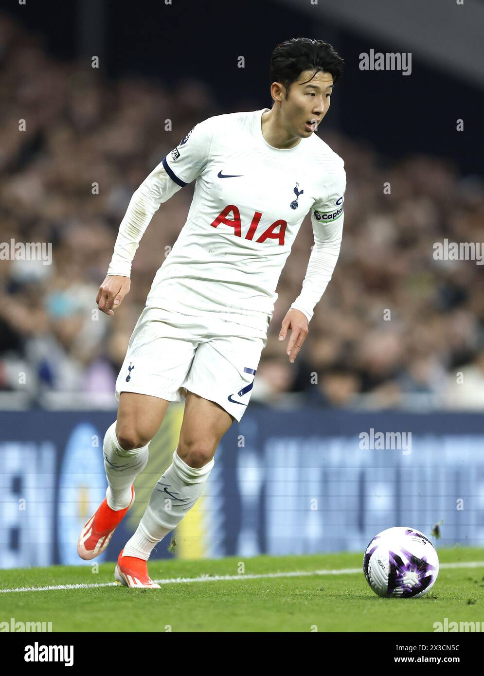 File photo dated 07-04-2024 of Tottenham Hotspur's Son Heung-Min who has acknowledged Arsenal are one of the best teams in the world but is confident Tottenham will bounce back from their Newcastle humbling in Sunday's north London derby. Issue date: Friday April 26, 2024. Stock Photo