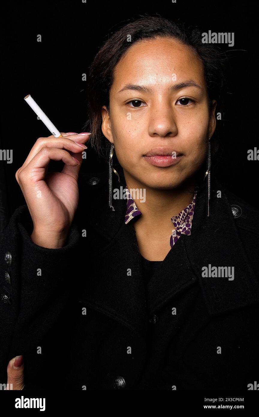 drum bright blue tobacco review Pouch of Drum Bright Blue rolling tobacco Stock Photo