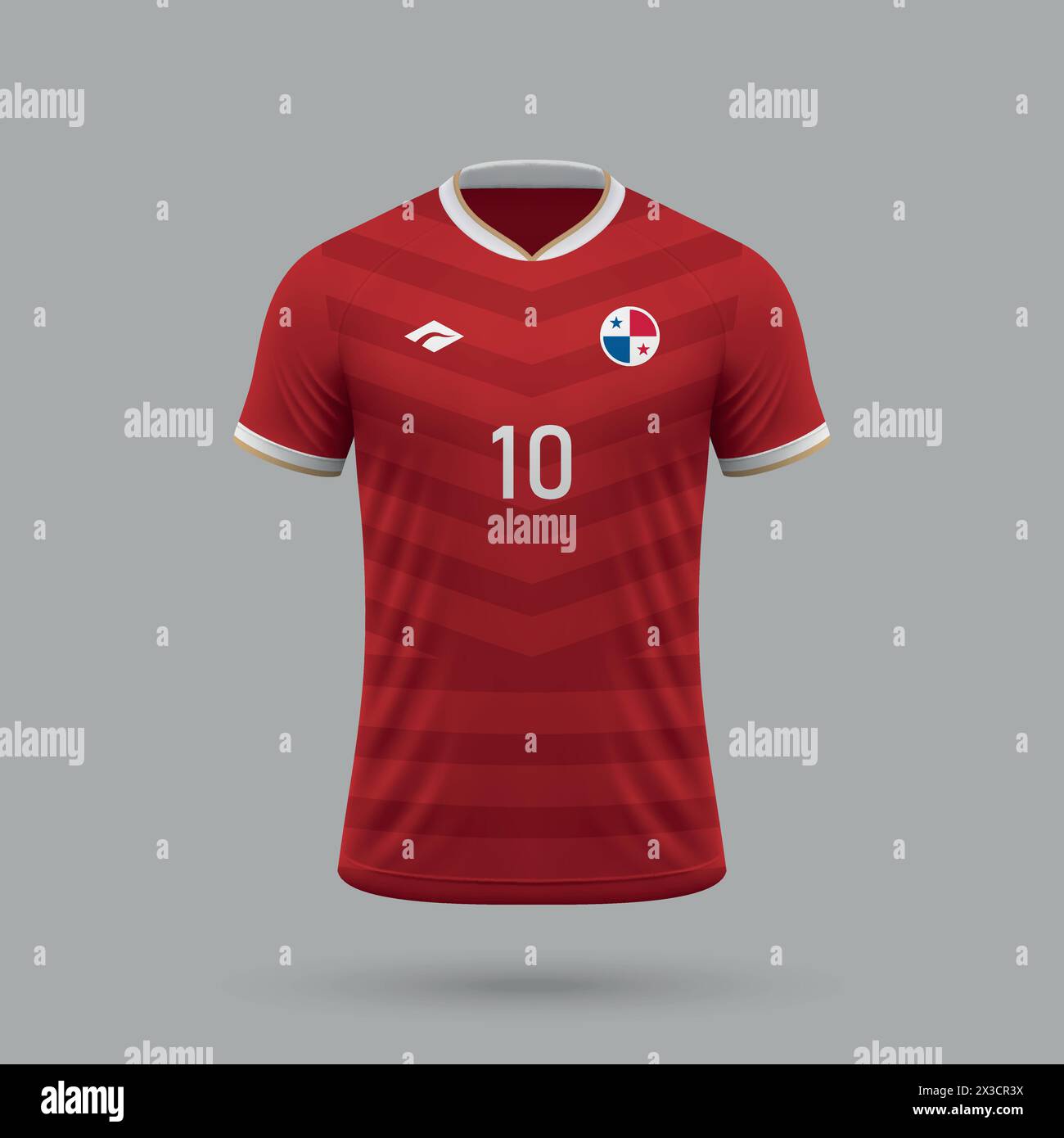 3d realistic soccer jersey Panama national team, shirt template for football kit 2024 Stock Vector