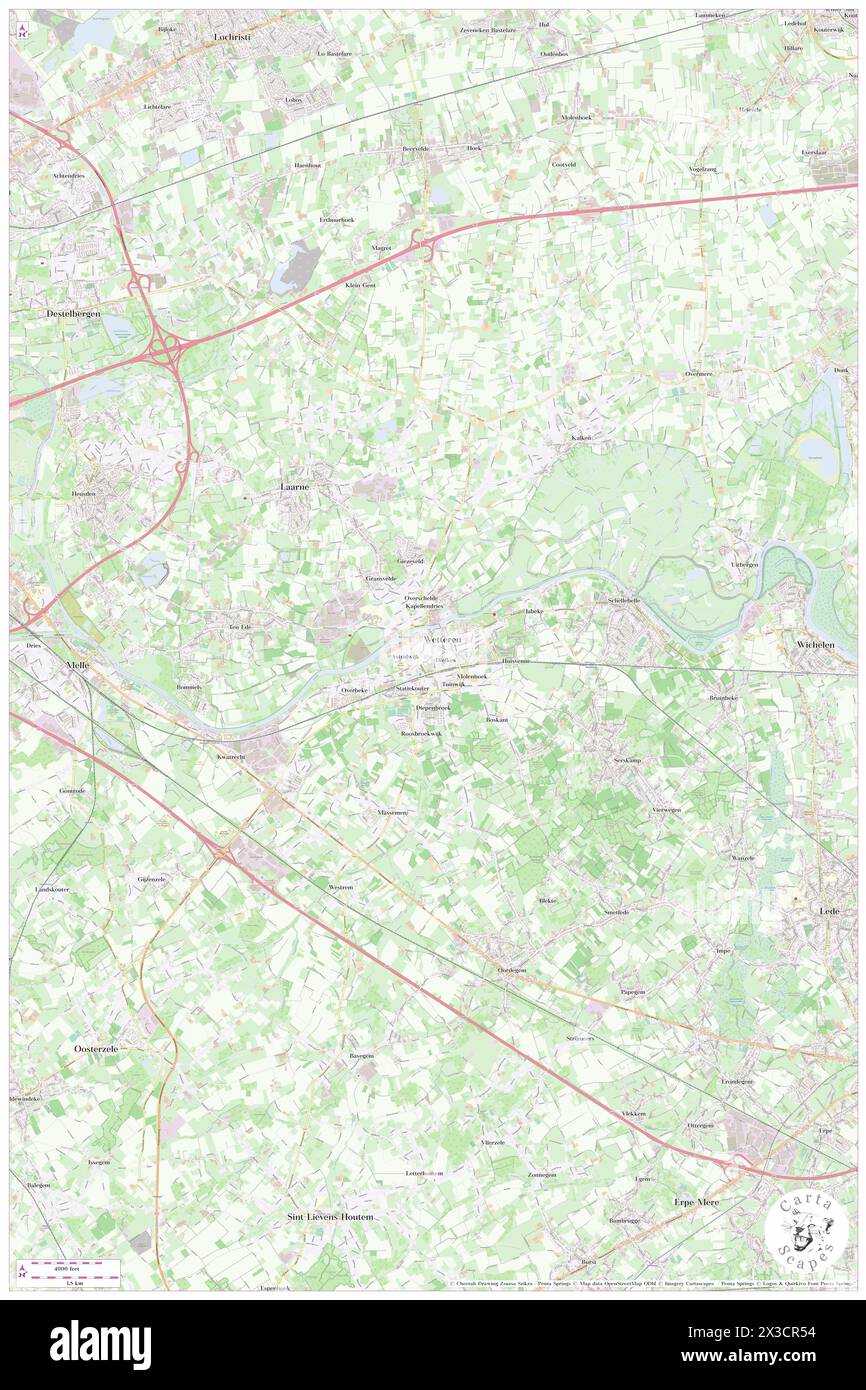Wetteren, Provincie Oost-Vlaanderen, BE, Belgium, Flanders, N 51 0' 18'', N 3 53' 0'', map, Cartascapes Map published in 2024. Explore Cartascapes, a map revealing Earth's diverse landscapes, cultures, and ecosystems. Journey through time and space, discovering the interconnectedness of our planet's past, present, and future. Stock Photo