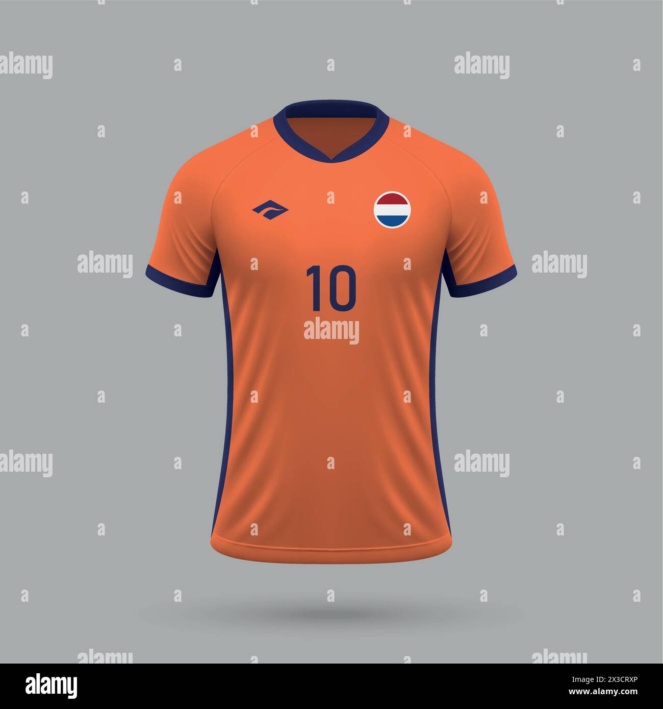 3d realistic soccer jersey Netherlands national team, shirt template for football kit 2024 Stock