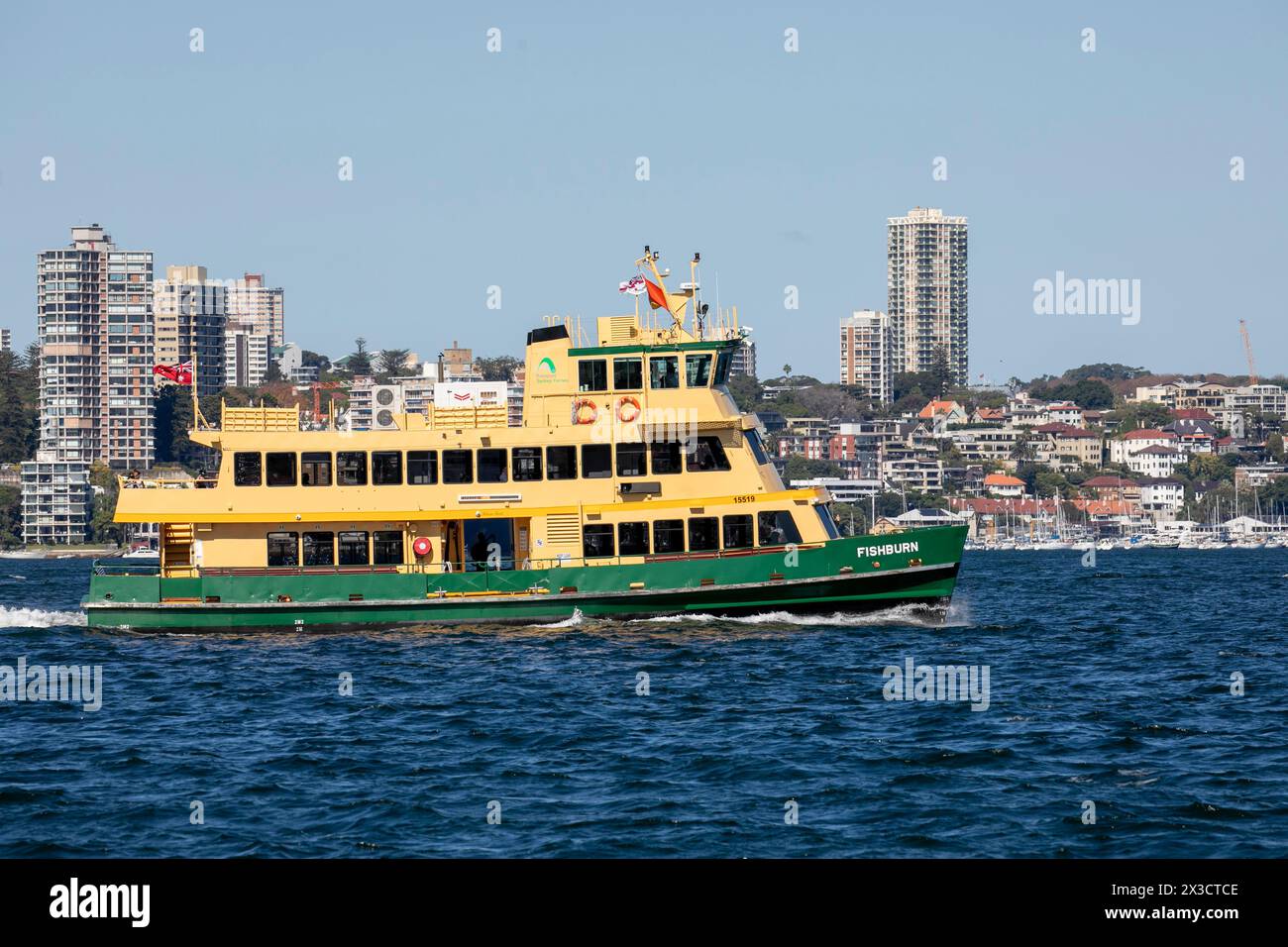 Sydney ferry the MV Fishburn on Sydney Harbour passing by Rushcutters ...