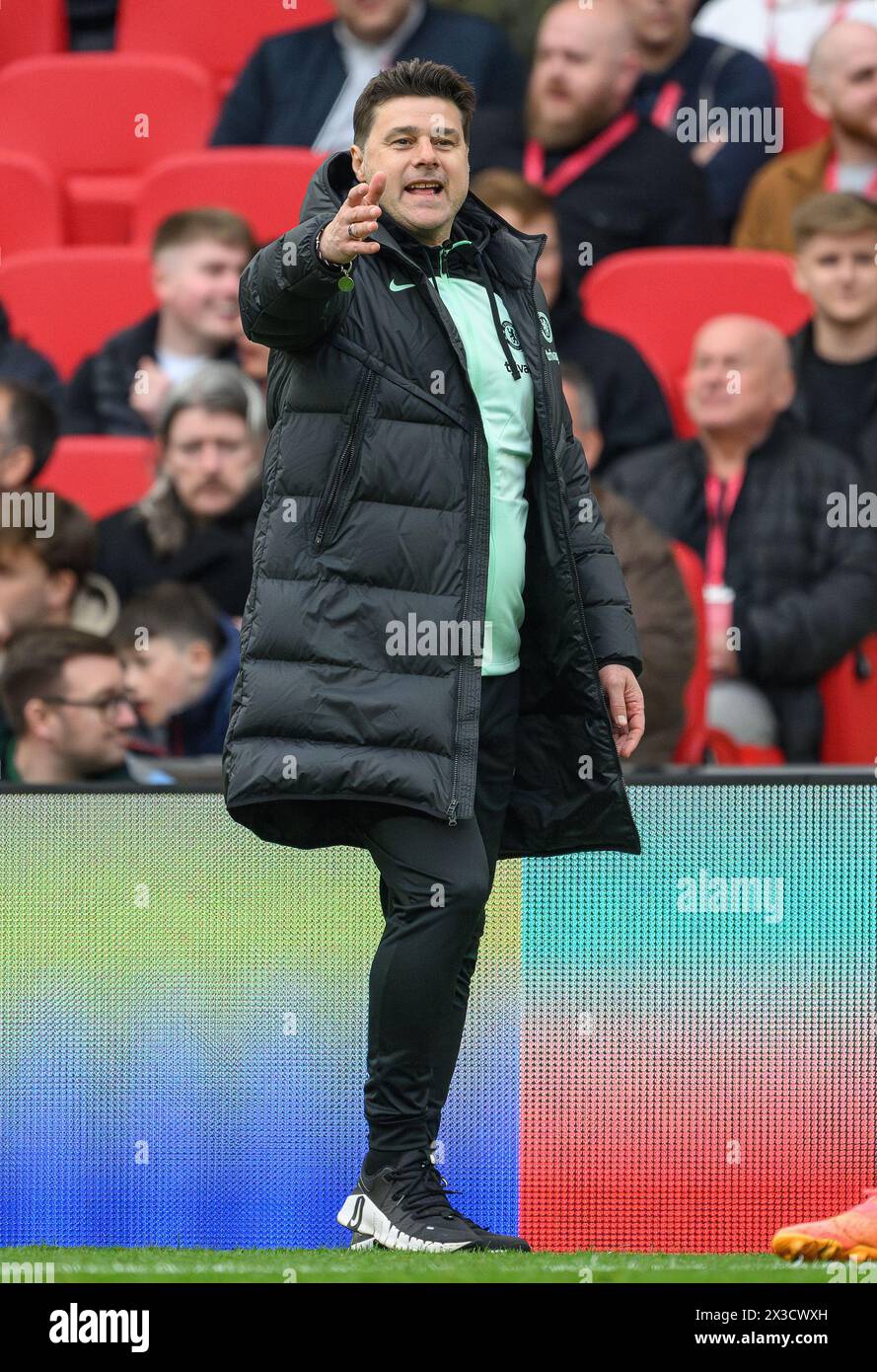 London, UK. 20th Apr, 2024 - Manchester City v Chelsea - FA Cup Semi-Final - Wembley.                                                                               Chelsea Manager Mauricio Pochettino.                                             Picture Credit: Mark Pain / Alamy Live News Stock Photo