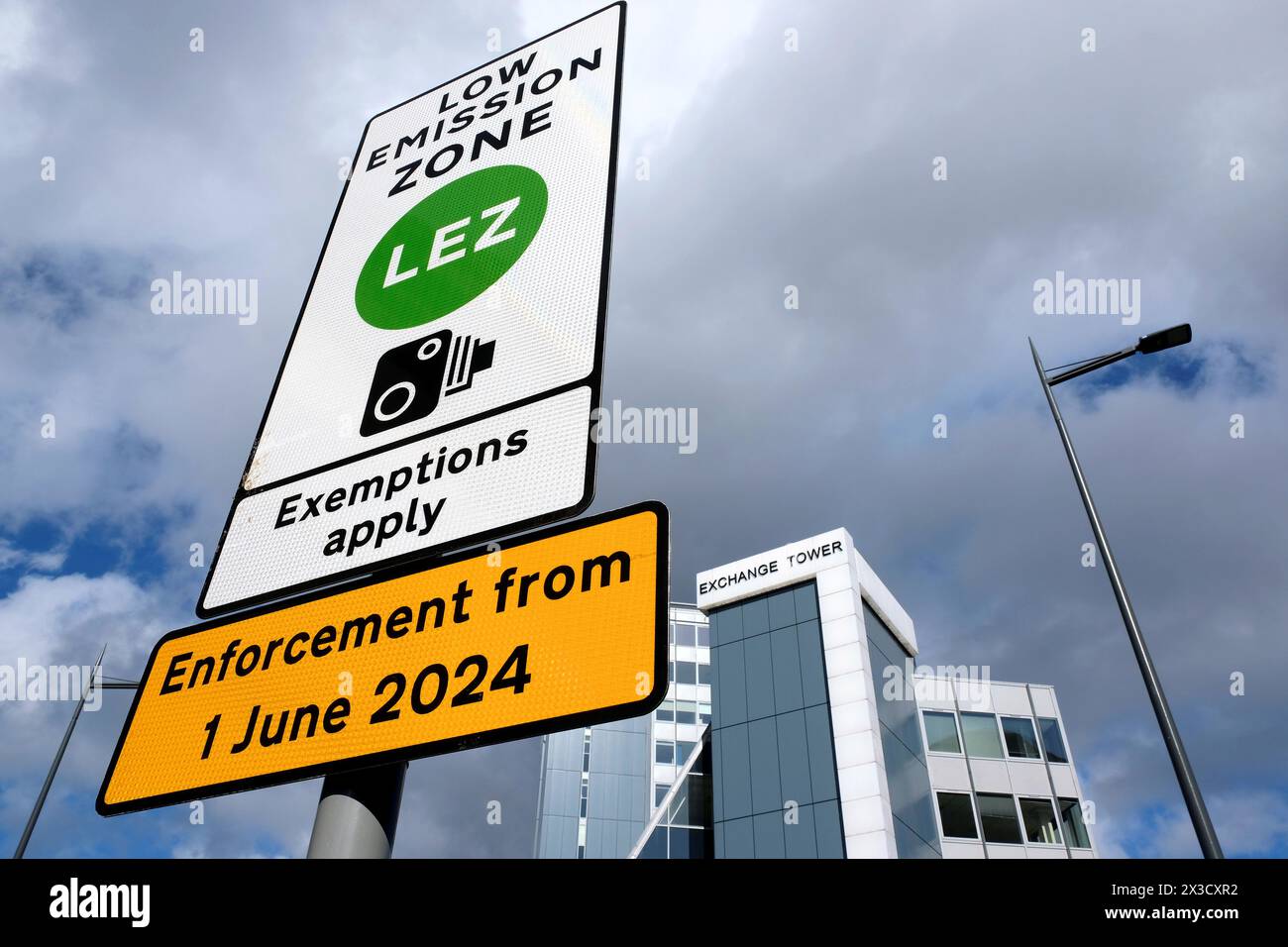 Edinburgh Ulez signs and infrastructure in place around the Ulez perimeter at Canning Street, West End for a go live date of the 1st June 2024 Stock Photo