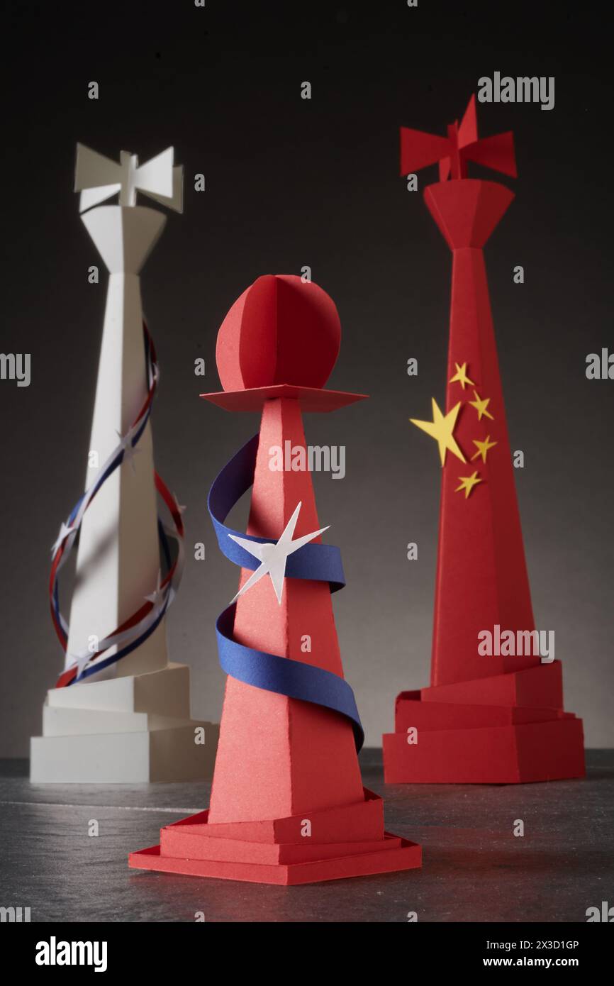 Geopolitical chess, America, Tiwan & China Stock Photo