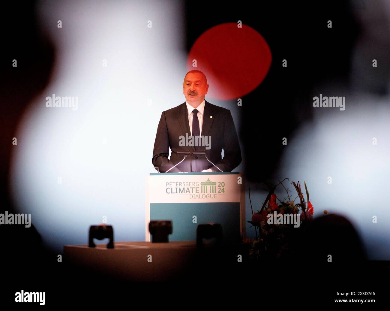 Ilham Aliyev, President of Azerbaijan, gives a speech at the Petersberg ...