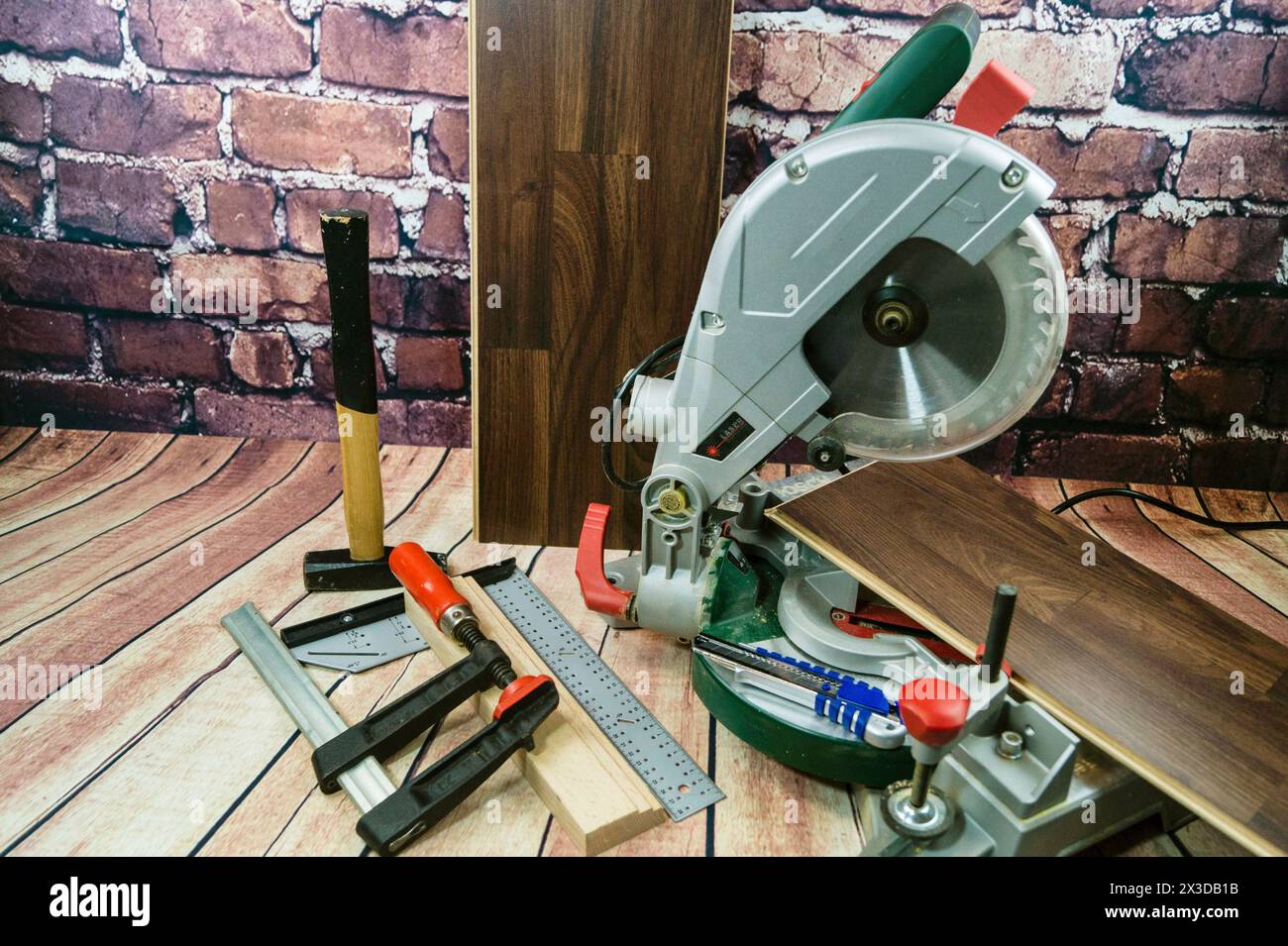 tools for laying laminate Stock Photo - Alamy