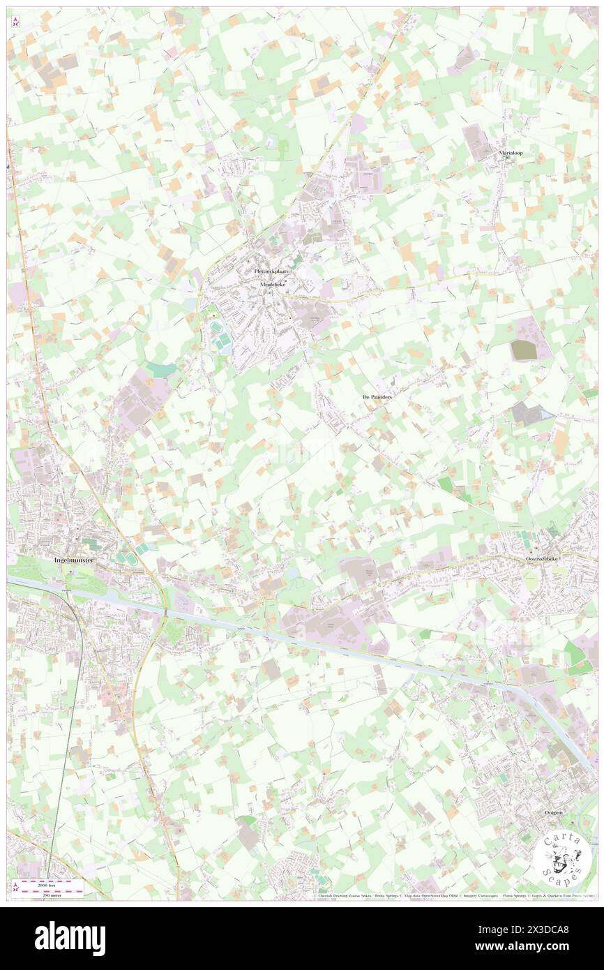 Meulebeke, , BE, Belgium, Flanders, N 50 55' 54'', N 3 17' 38'', map, Cartascapes Map published in 2024. Explore Cartascapes, a map revealing Earth's diverse landscapes, cultures, and ecosystems. Journey through time and space, discovering the interconnectedness of our planet's past, present, and future. Stock Photo