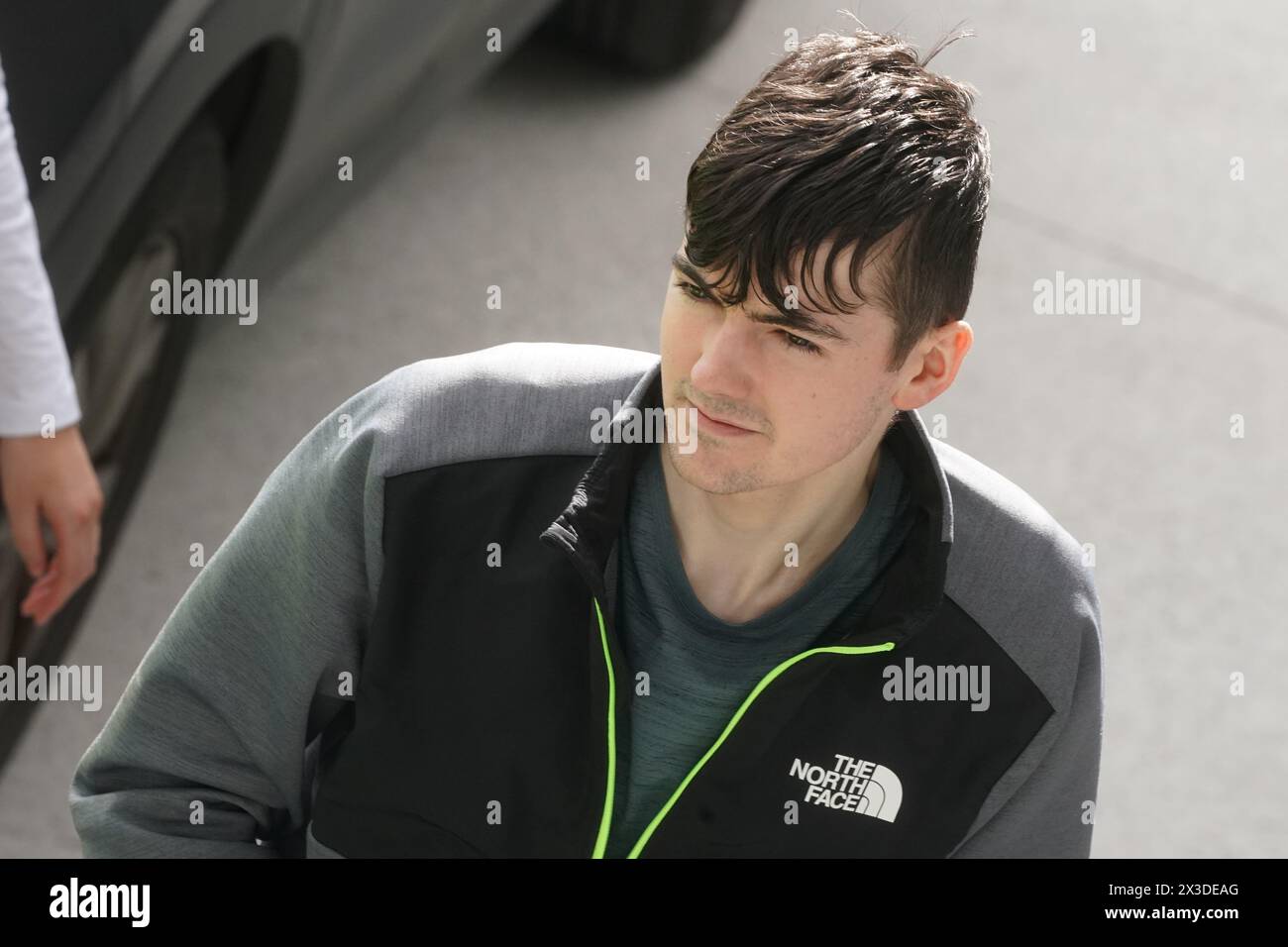 Conor Rafferty arrives at Blanchardstown District Court, he has been charged along with Anthony Delappe of the murder of Josip Strok and the assault causing harm of David Druzinec in Clondalkin on March 30. Picture date: Friday April 26, 2024. Stock Photo